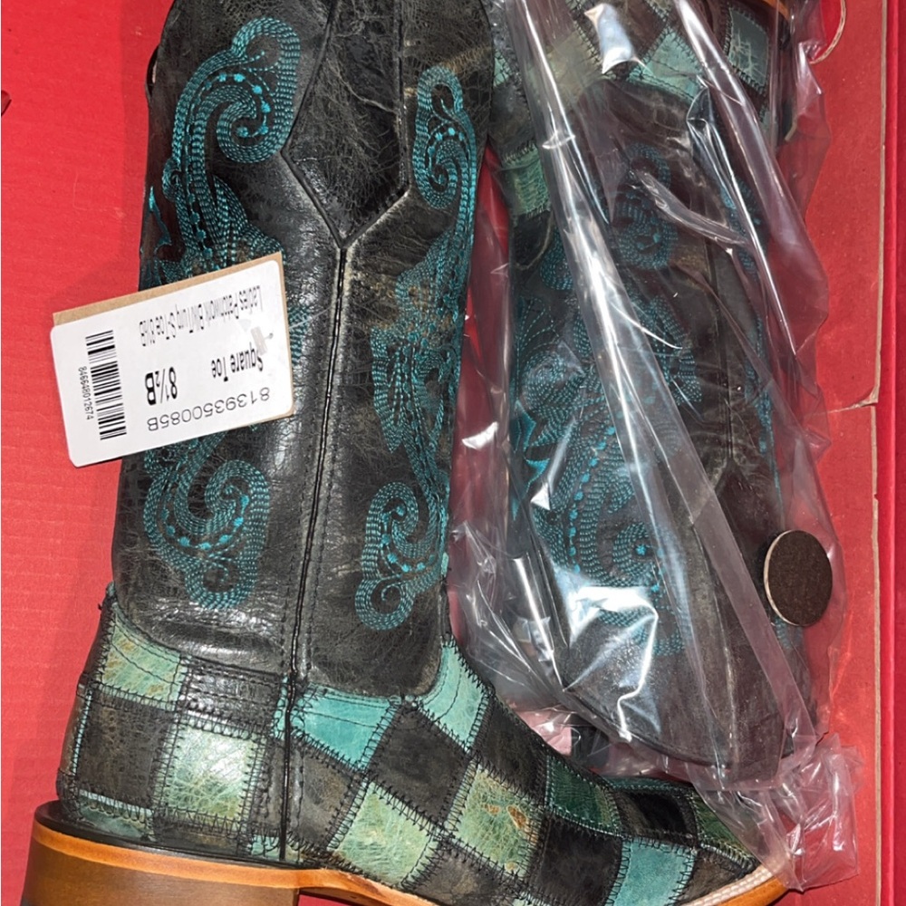 Ferrini Black and Teal Ankle Boots